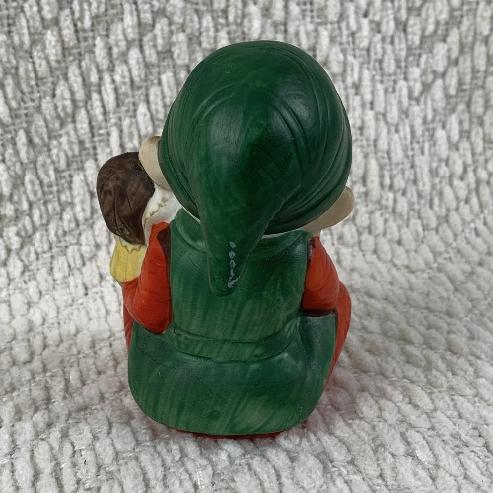 Homco Christmas Figurine 5205 Vintage AKA Murder Elf with Knife Killer Doll Girl